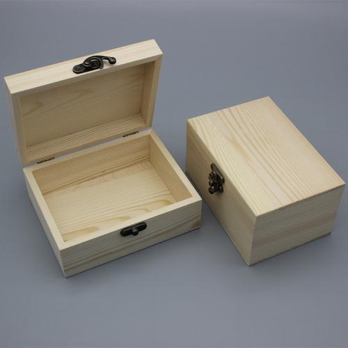 木盒子实木质桌面收纳盒长方形首饰盒松木翻盖礼品包装盒厂家批发